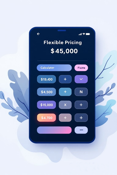 Flexible pricing calculator showing transparent monthly package costs